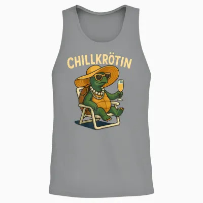 Funny T-Shirt with Chill Turtle Unisex Tank Top - Sport Grey