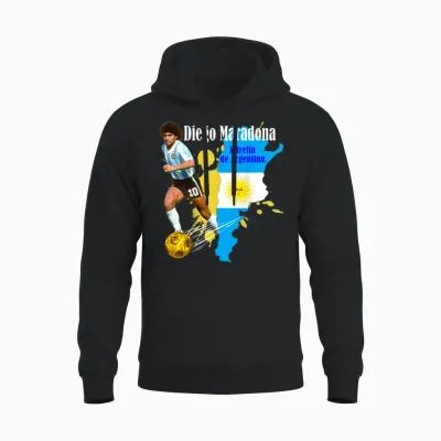 Diego Maradona 005 Back Printed T-Shirt, Black, S Unisex Hoodie - Black
