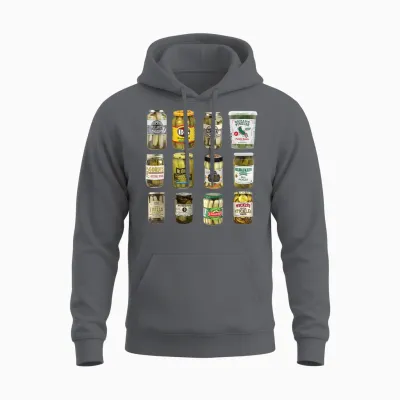 Vintage Canned Pickles Lover Funny Trendy Women's Men's Clothing T-Shirt, Black Unisex Hoodie - Charcoal