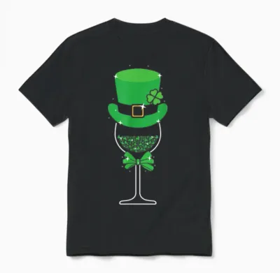 Leprechaun's Touch St. Patrick's Festive Wine Hat Women's Men's T-Shirt, Black, S Unisex T-Shirt - Black