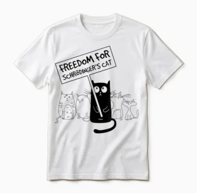 Freedom for Schrödinger's Cat a Funny Cat That Says Nerd Unisex T-Shirt - White
