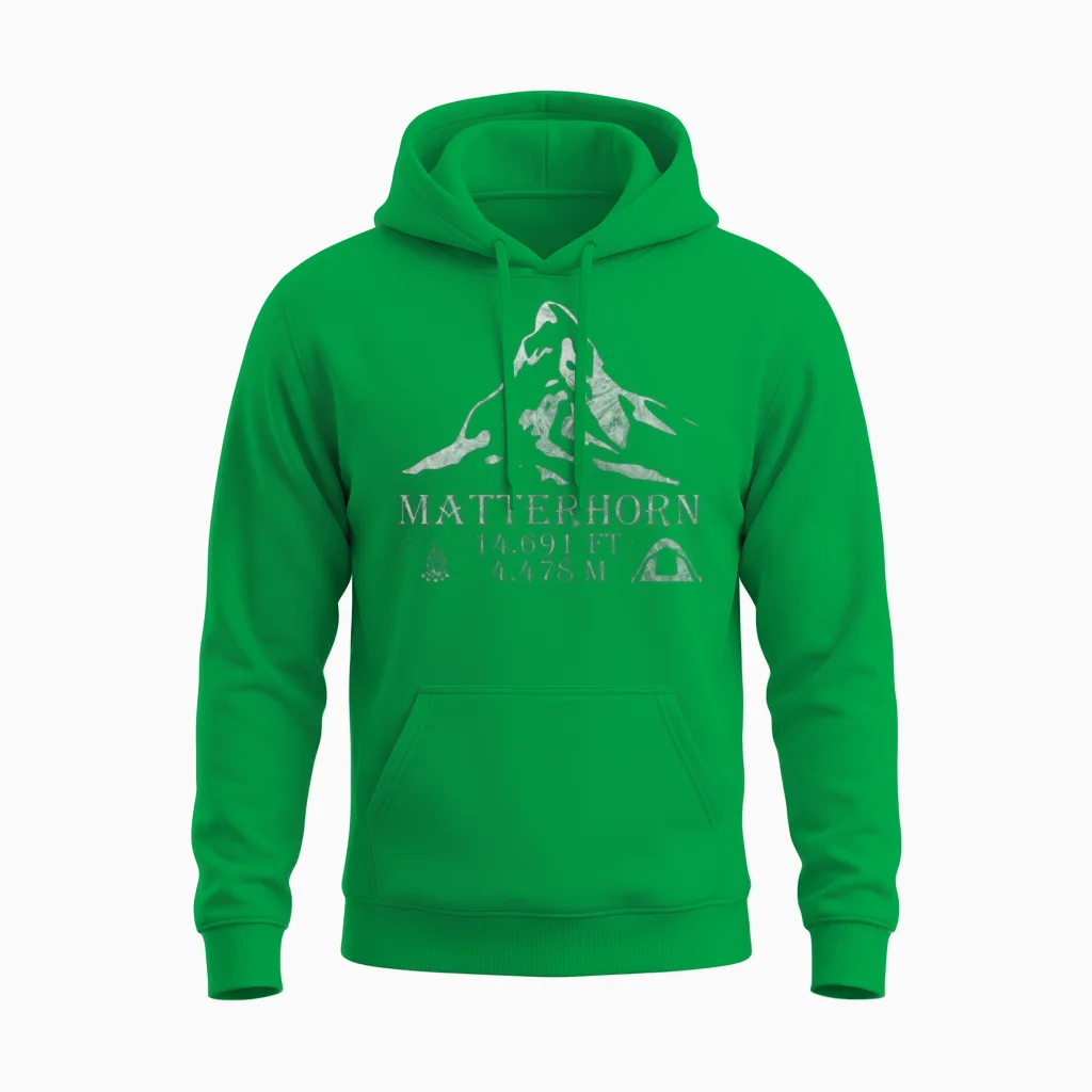 Matterhorn Mountain Hiking Altitude Alps Unisex Hoodie in Irish Green