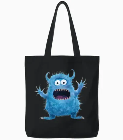 Funny Monster Tote Bags - Black