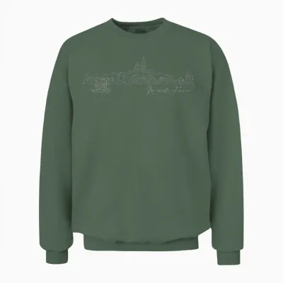 Signature Marseille City Skyline - Souvenir De France Unisex Sweatshirt - Military Green