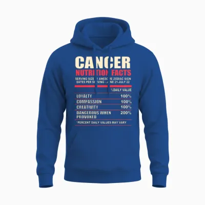 Funny Zodiac Sign Cancer Nutrition Facts Unisex Hoodie - Royal