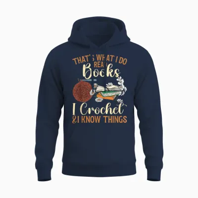 Crocheting Reading Books Crocheter Crochet Unisex Hoodie - Navy