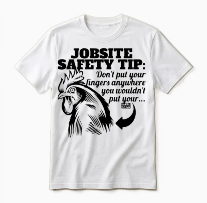 Funny Jobsite Safety Tip Unisex T-Shirt in White