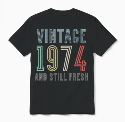 1974 Vintage 50th Birthday Unisex T-Shirt - Black