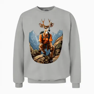 Deer Mountaineering / Hiking Deer Unisex Sweatshirt - Ash