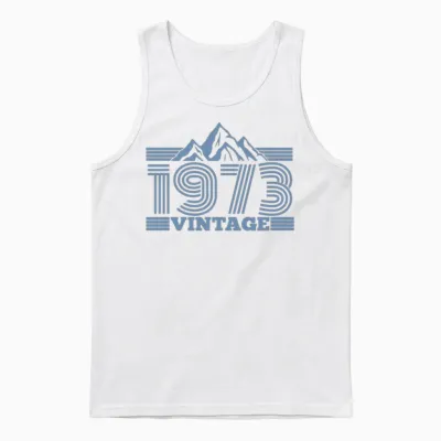 1973 Birthday Mountains Hiking Climbing Unisex Tank Top - White