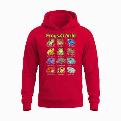 Frösche Der Welt Süße Kawaii-Amphibie Unisex Hoodie - Red