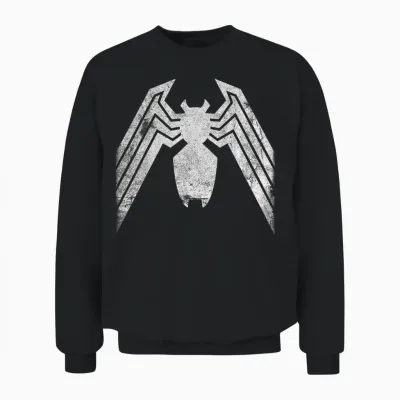 Marvel Comics Retro Classic Venom Distressed Emblem Unisex Sweatshirt - Black