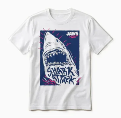 Jaws Shark Attack Unisex T-Shirt - White