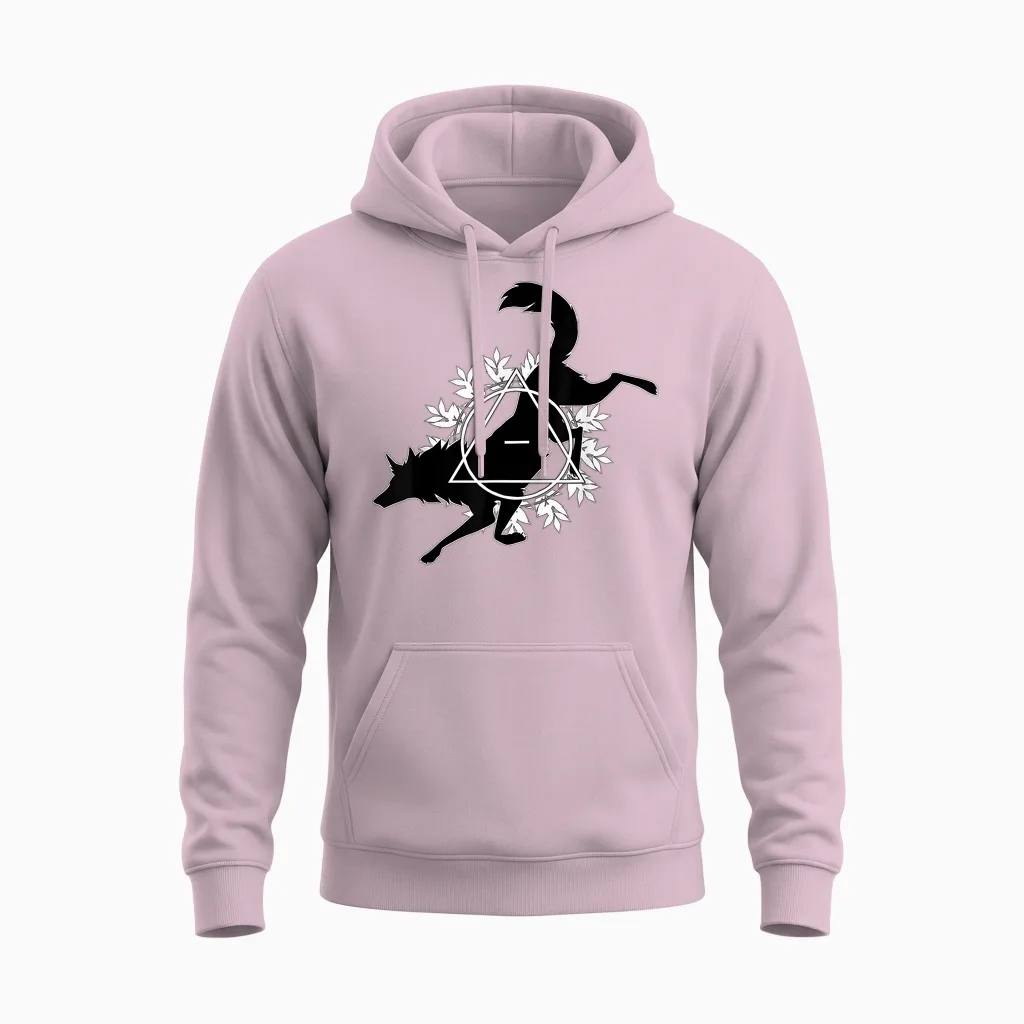 Therian Theta Delta Wolf Dog T-Shirt, Gray Unisex Hoodie in Light Pink
