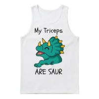 Triceratops Dinosaur My Triceps Are Saur Unisex Tank Top - White – 1