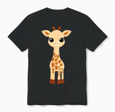 Cute Animal Giraffes Little Kid Humor Baby Giraffe T-Shirt, White, S Unisex T-Shirt - Black