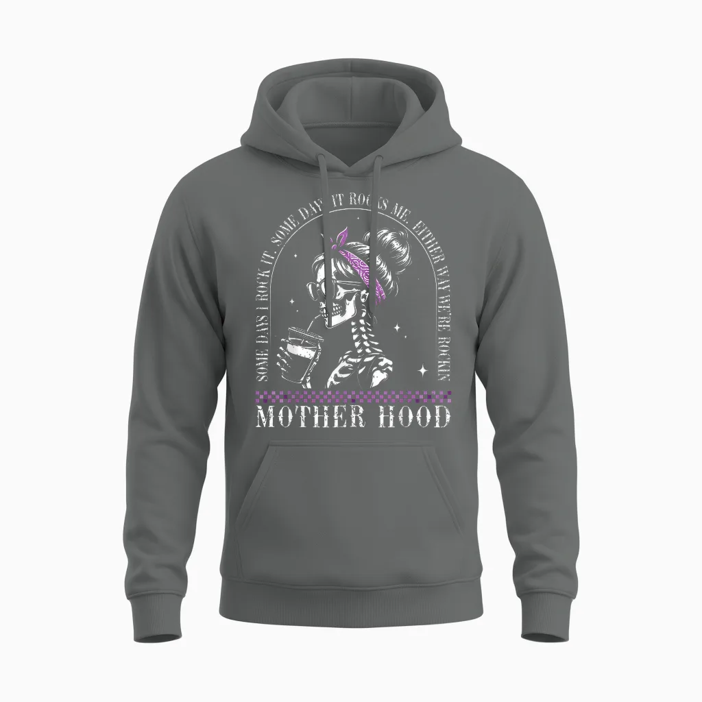 Motherhood Retro Skeleton Some Days I Rock It Vintage T-Shirt, Black, S Unisex Hoodie in Graphite Heather