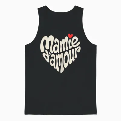 Mamie D'amour Forme De Coeur Cadeau Fête Des Grands Mères Unisex Tank Top - Black