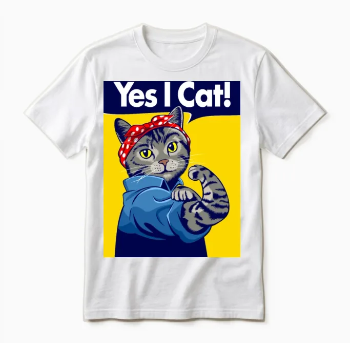 Retro Cat Motivation Lovers Unisex T-Shirt in White