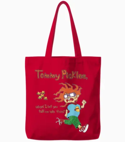 Mademark X Rugrats - Chuckie “tommy Pickles, Why’d I Let You Talk Me into This” Tote Bags - Red