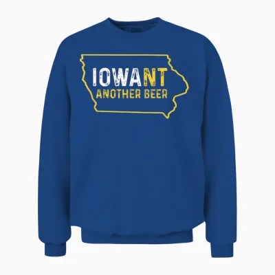 Funny Iowa Beer Distressed Iowa State Map Unisex Sweatshirt - Royal