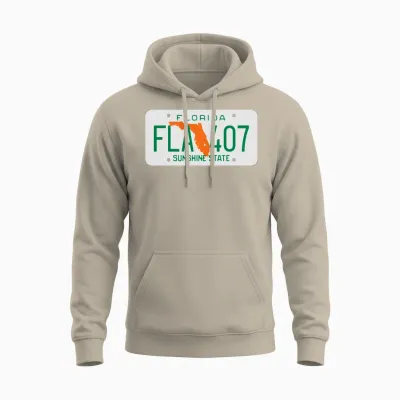 Retro Florida License Plate Fla 407 Unisex Hoodie - Sand
