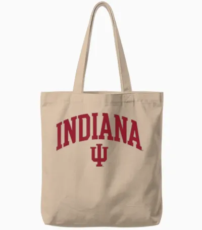 Indiana Hoosiers Arch Over Officially Licensed Tote Bags - Natural