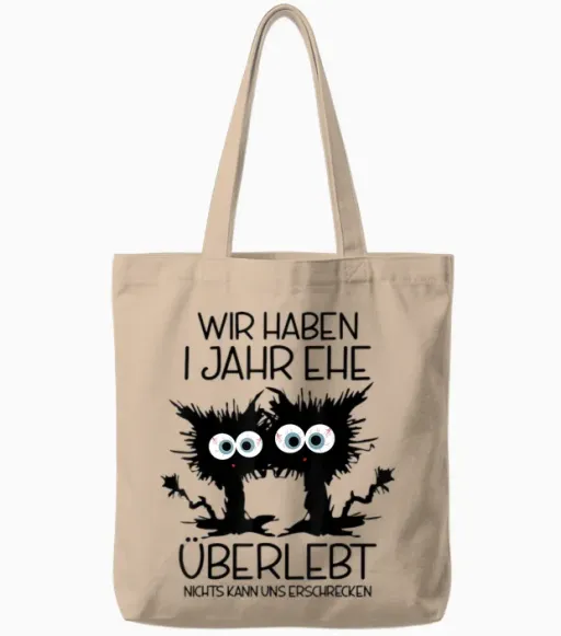 1 Year Married T-Shirt, Gray Tote Bags - Natural