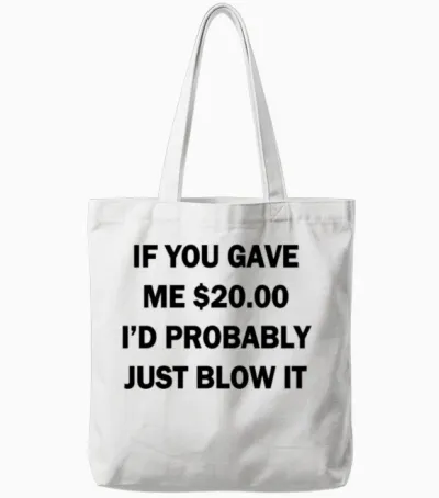 0255 - $20.00 Blow Tote Bags - White