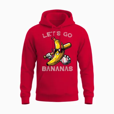Lets Go Banana Retro Boys Kids Men Unisex Hoodie - Red