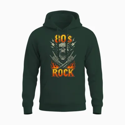 80s Retro Music Band Gift Rock Vintage Skull Unisex Hoodie - Forest