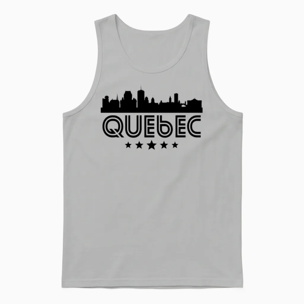 Retro Quebec Skyline Unisex Tank Top in Ash