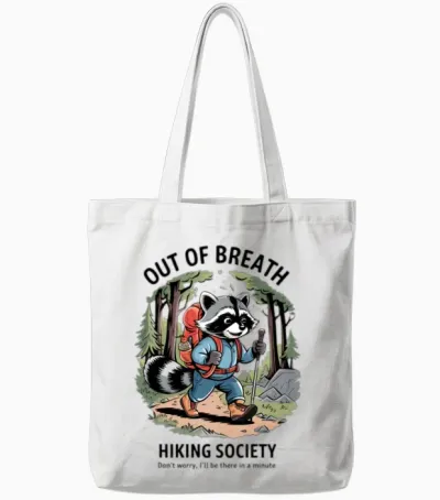 The Raccoon Is Hiking Tote Bags - White