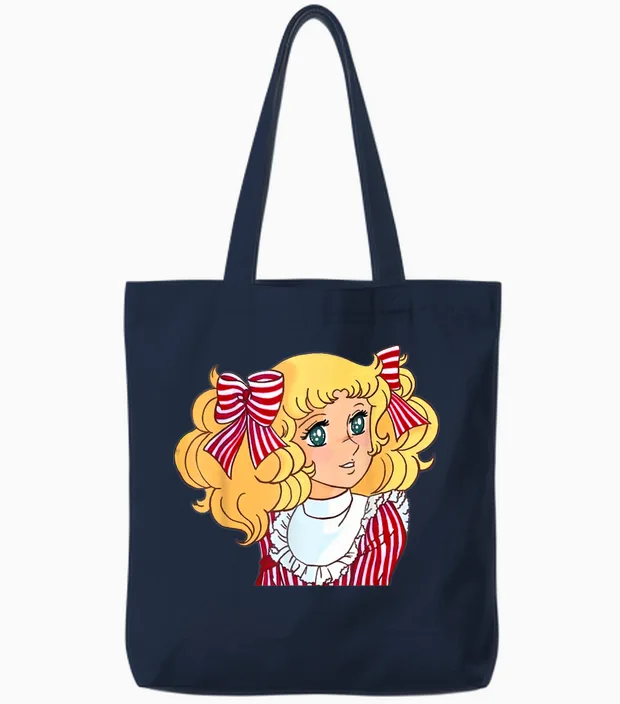Candy Candy Japanese Manga Retro Vintage 80s T-Shirt, Black, S Tote Bags in Navy