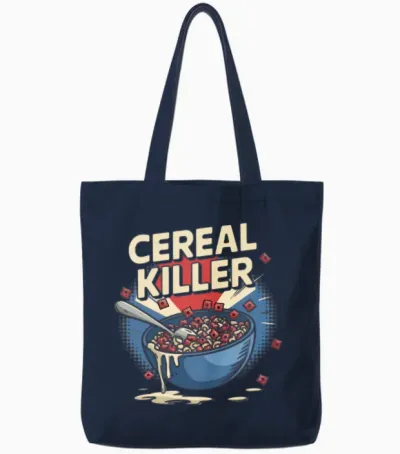 Retro Breakfast Tote Bags - Navy