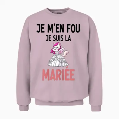 Evjf Je M'en Fou Je Suis La Mariée Chat Dab Humour Unisex Sweatshirt - Light Pink