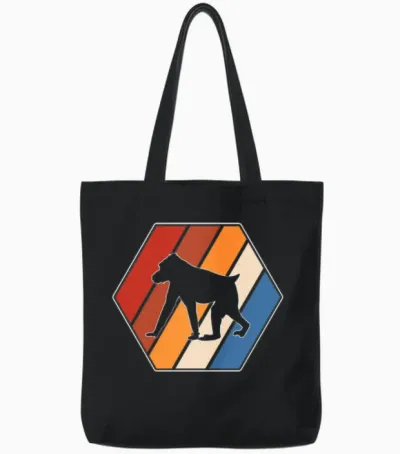 Monkey Retro Tote Bags - Black