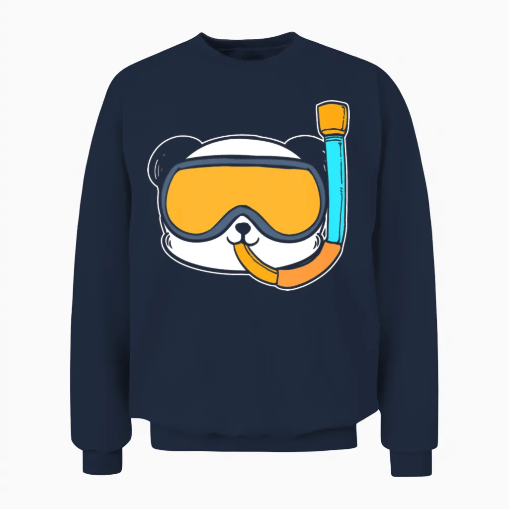 Panda Snorkel Diver Gift Unisex Sweatshirt in Navy