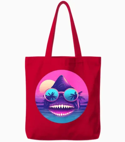 Style Shark Lovers Retro Tote Bags - Red