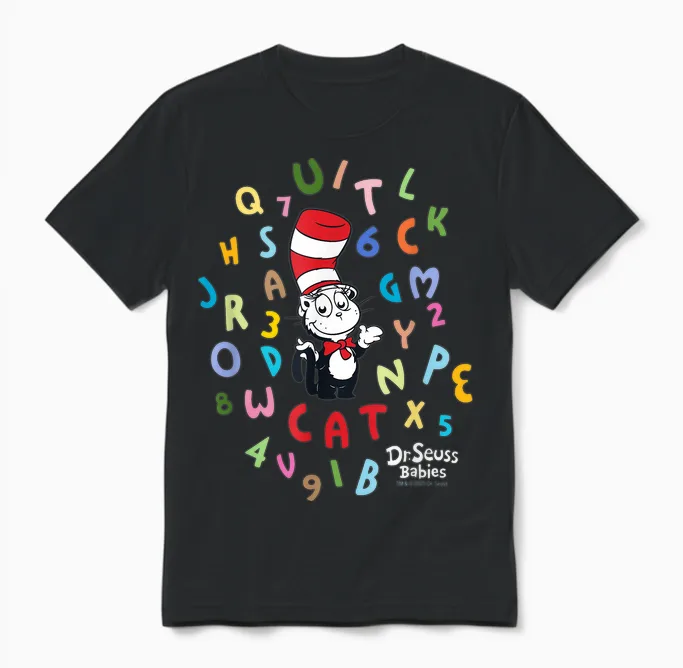 Dr.seuss Baby Cat in the Hat Officially Licensed Unisex T-Shirt in Black