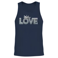 3d Love Typography with Creative Design Unisex Tank Top - Navy – 2