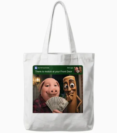 Tung Tung Tung Sahur John Pork Motion at Your Front Door Tote Bags - White