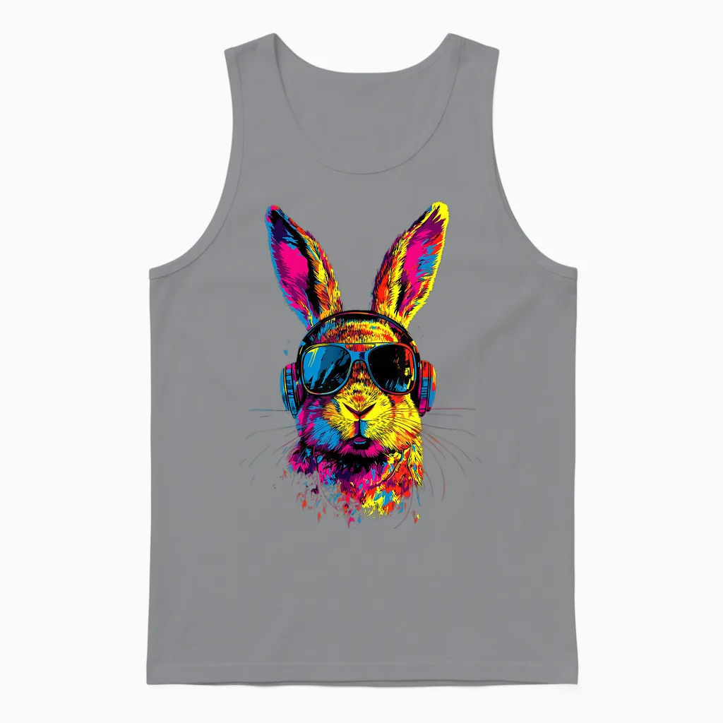 Lapin Avec Lunettes De Soleil Lapin Des Champs Doux Lapins Unisex Tank Top in Sport Grey