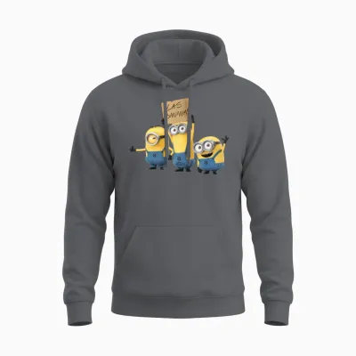 Minions Three Happy Minions with A Unisex Hoodie - Charcoal