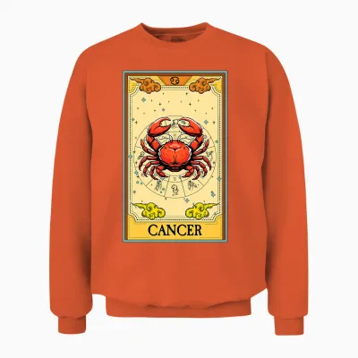 Carte De Tarot Horoscope Du Cancer Avec Symbole Du Zodiaque T-Shirt Haut De Gamme Unisex Sweatshirt - Orange