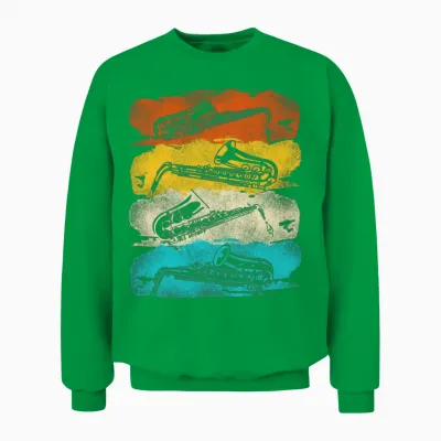 Saxophone Retro Vintage Unisex Sweatshirt - Irish Green