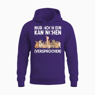 T-Shirt with German Text "nur Noch Ein Kaninchen Promise" [nur Noch Ein, Black Unisex Hoodie - Purple