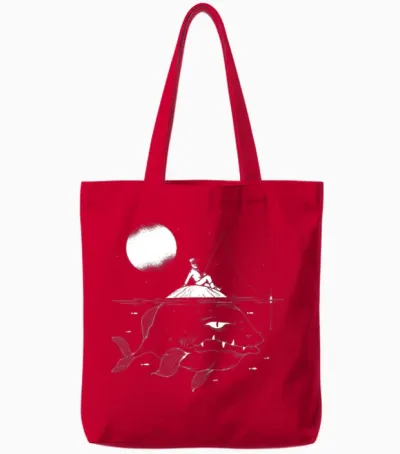Lurking Fish Tote Bags - Red