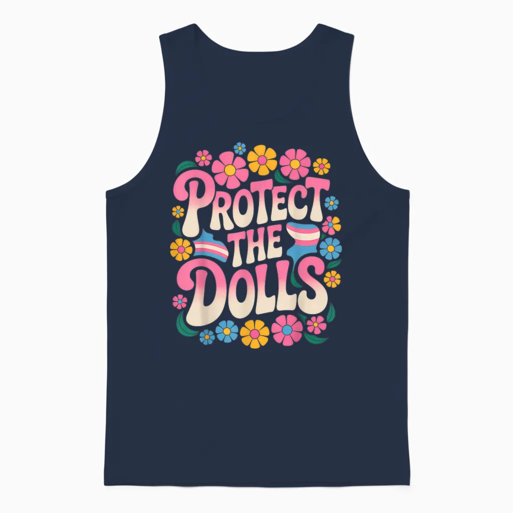 Protect the Dolls Trans Women Transgender T-Shirt, Black, S Unisex Tank Top in Navy