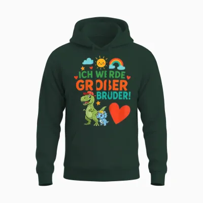 Children's Funny "ich Werde Großer Bruder 2026" Dinosaur Dinosaur Children's Unisex Hoodie - Forest